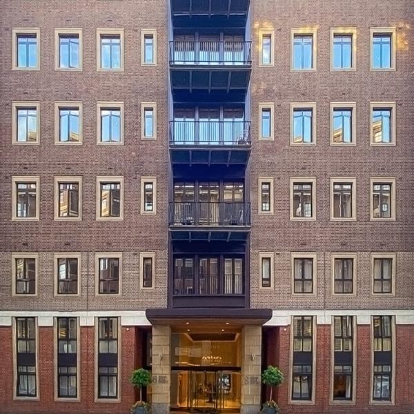 Brick apartment building view