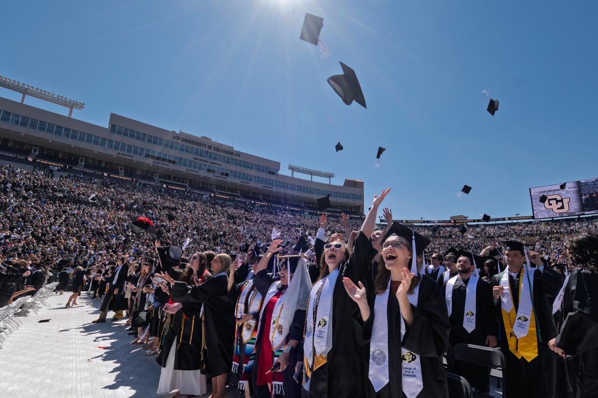 Students throwing their caps at the commencement ceremony