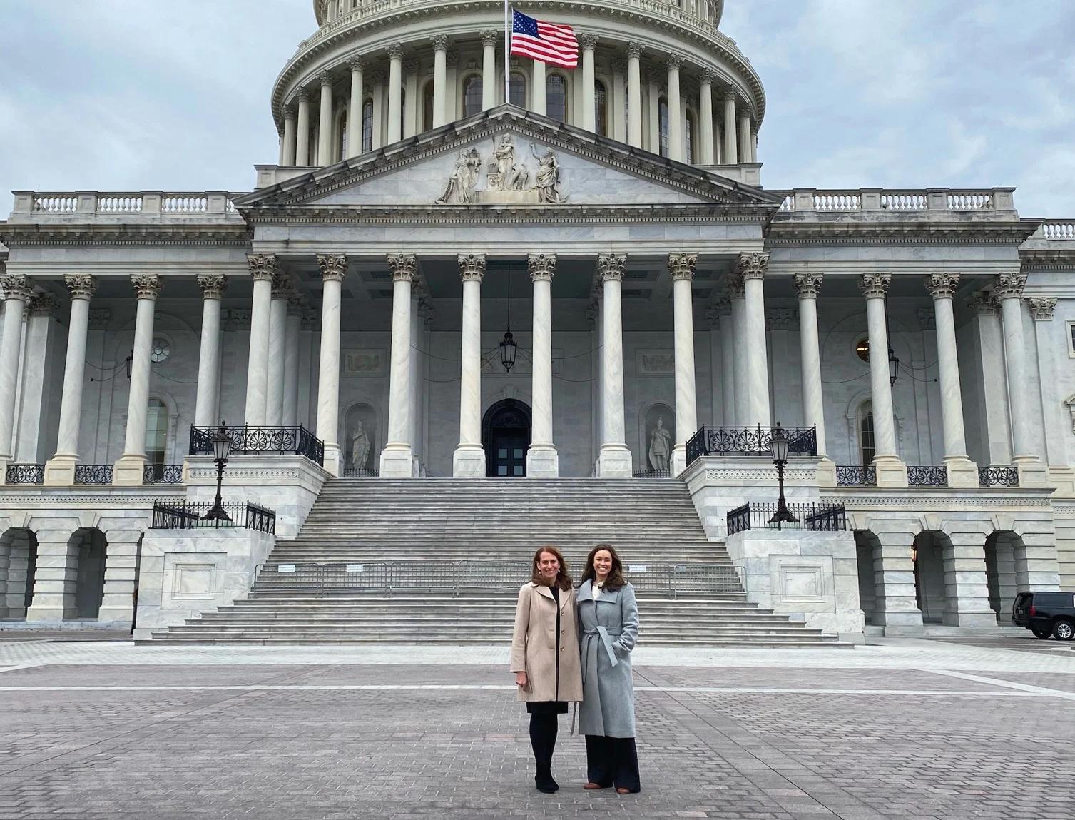 Sona and Julia front of building