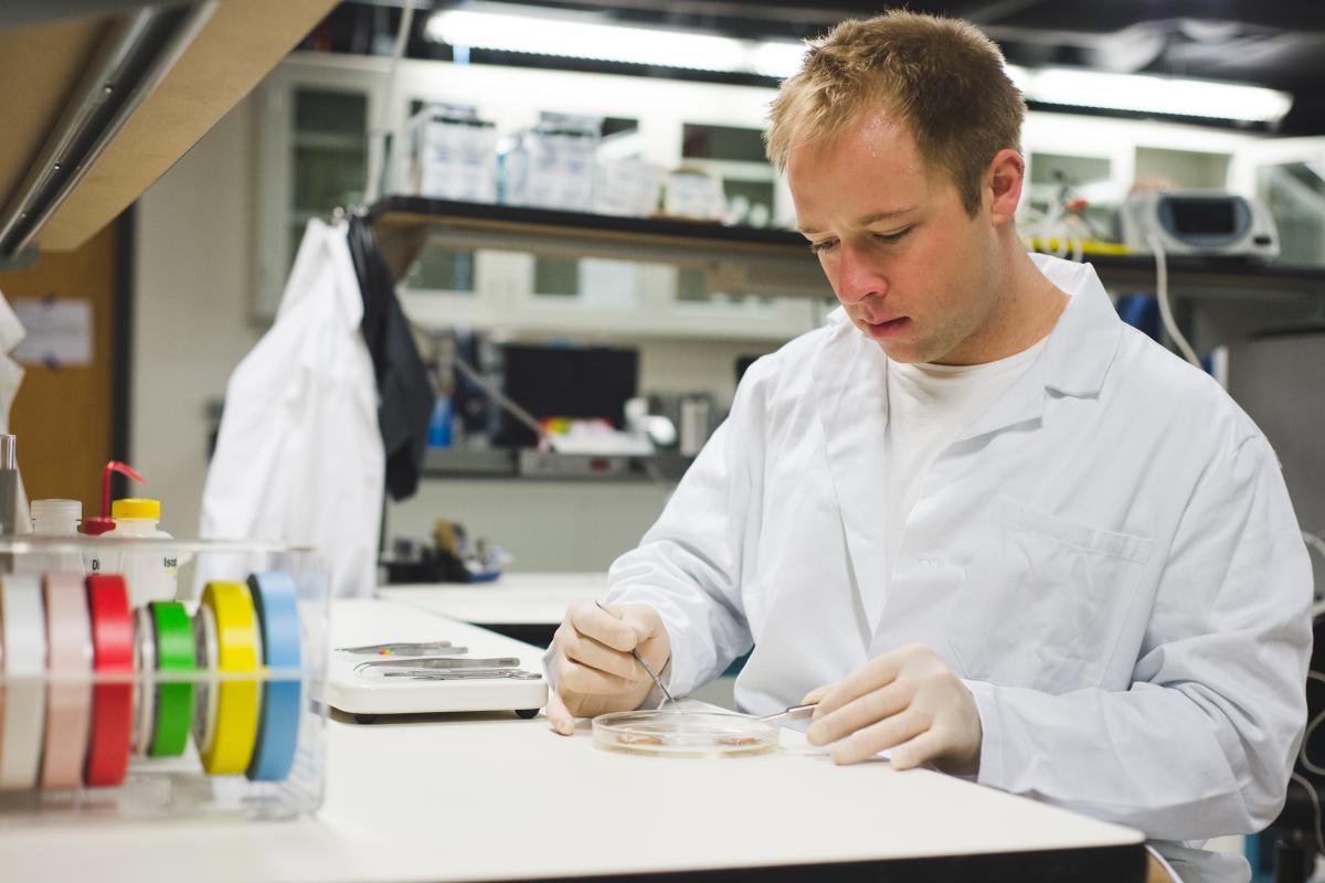 Student working in the ME Advanced Medical Technologies Laboratory.