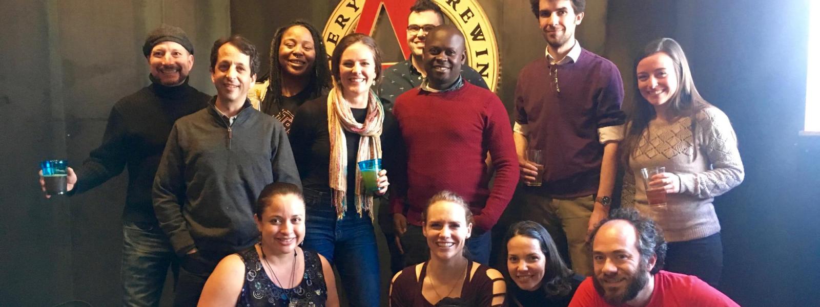 PER group members and visitors at happy hour