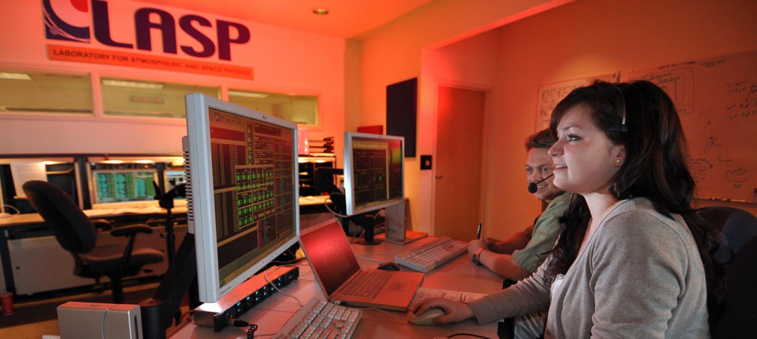 A student working at a computer.