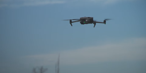 A flying quadcopter