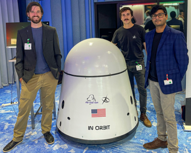 Patel (right) with fellow In Orbit co-founders Ryan Elliott and Antonio Coelho.