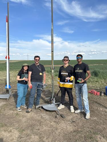 Members of the team at the launch pad.