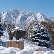 The Flatirons with snow.