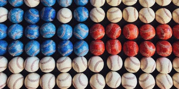 Red, white, and blue baseballs