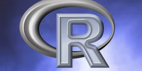 R programming on purple background