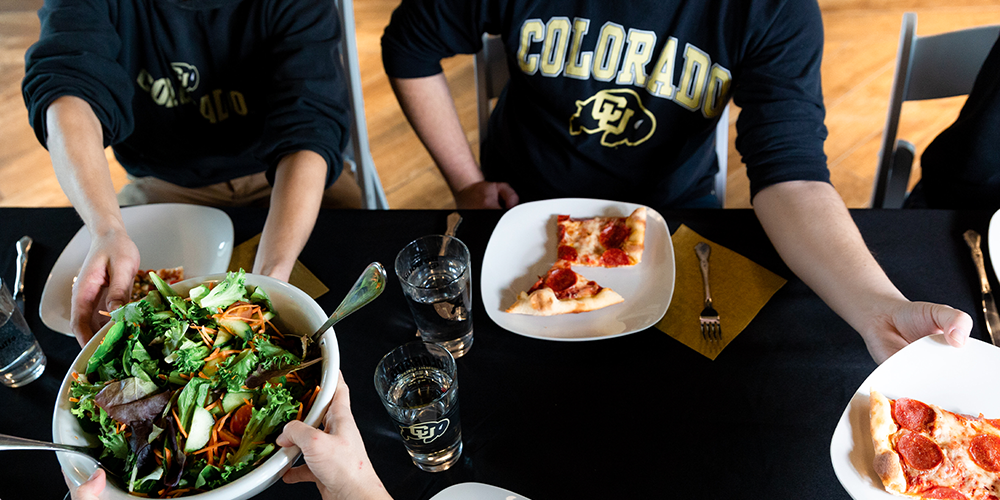 dinner table set for CU Boulder networking event