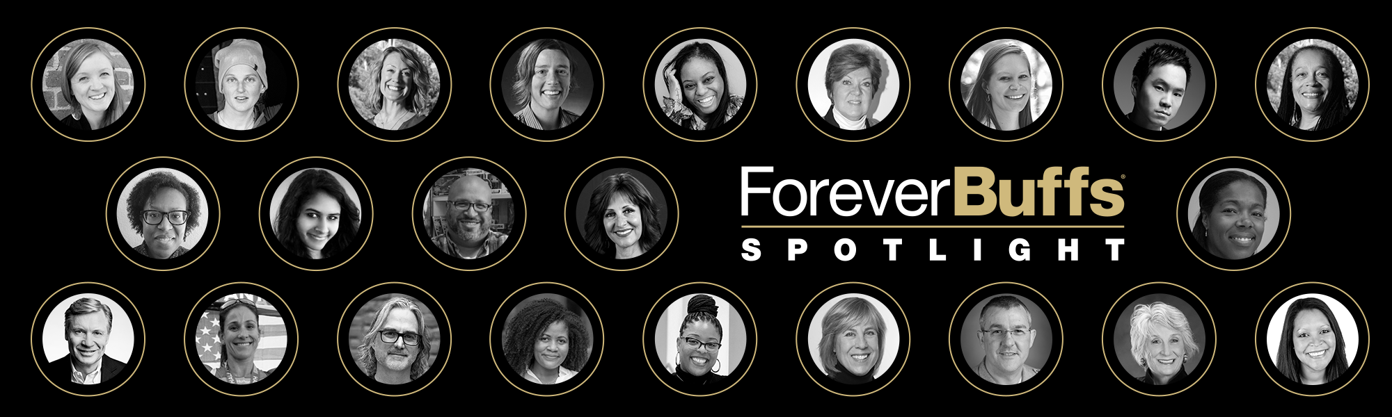 banner with previous presenters of the Forever Buffs Spotlight