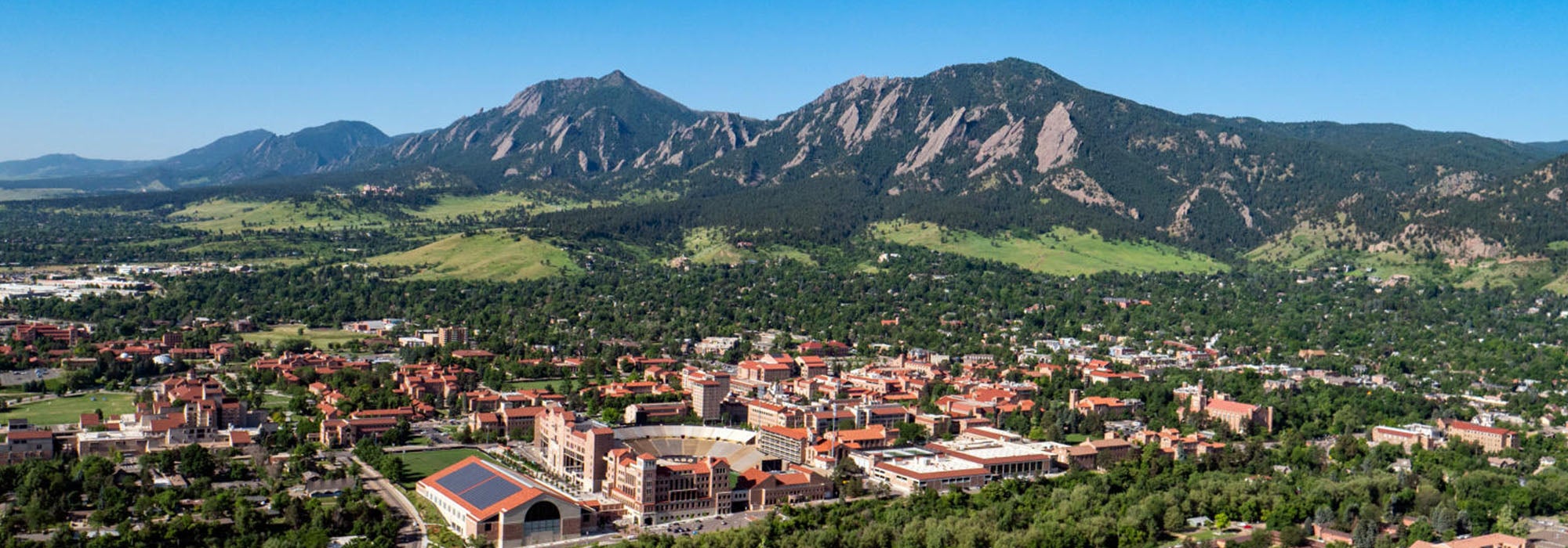 aerial view of CU Boulder campus