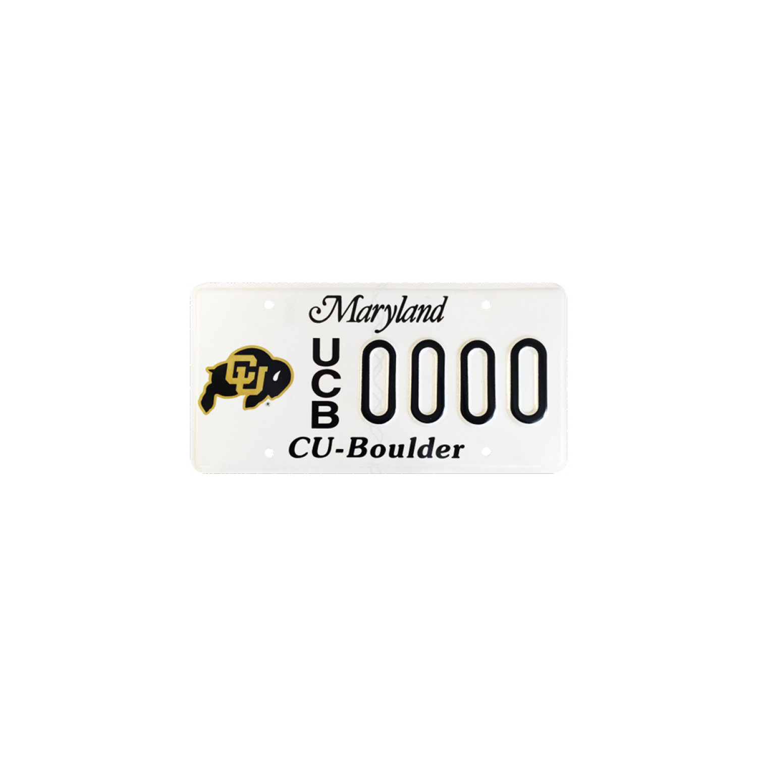 CU Boulder Maryland license plate