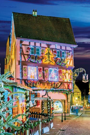 House with Christmas lights in Colmar