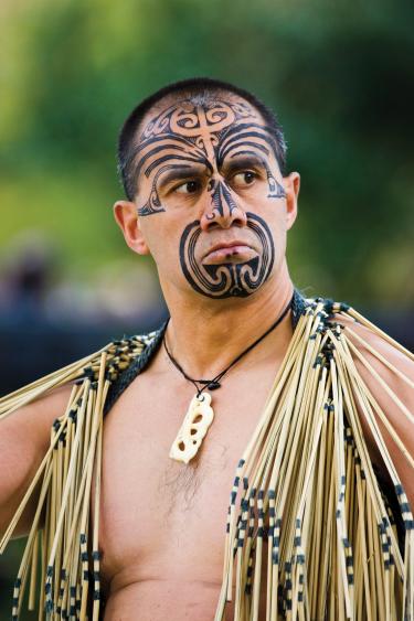 Close up of a Maori warrior