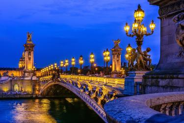 Bridge at night in Paris