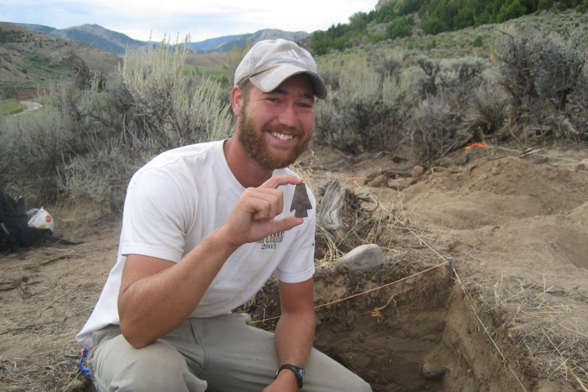 Lance Holly in the field with a spear head