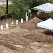 An aerial photo shows the exhumation of the Sisters of Loretto buried in Loretto Heights.