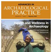 advances-in-archaeological-practice journal cover featuring a women in front of a tent