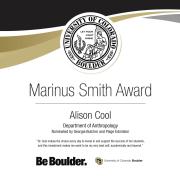 Marinus Smith Award Certificate