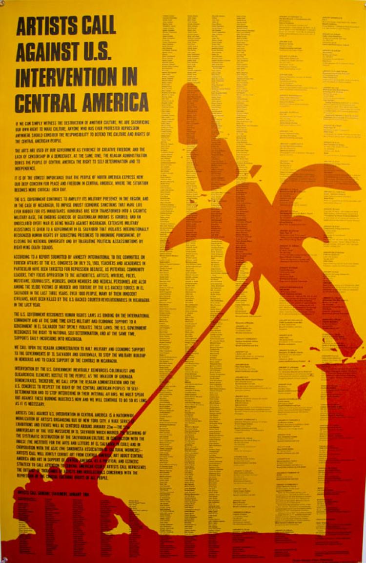 Claes Oldenburg, Artists Call Against Intervention in Central America, artist’s poster,.