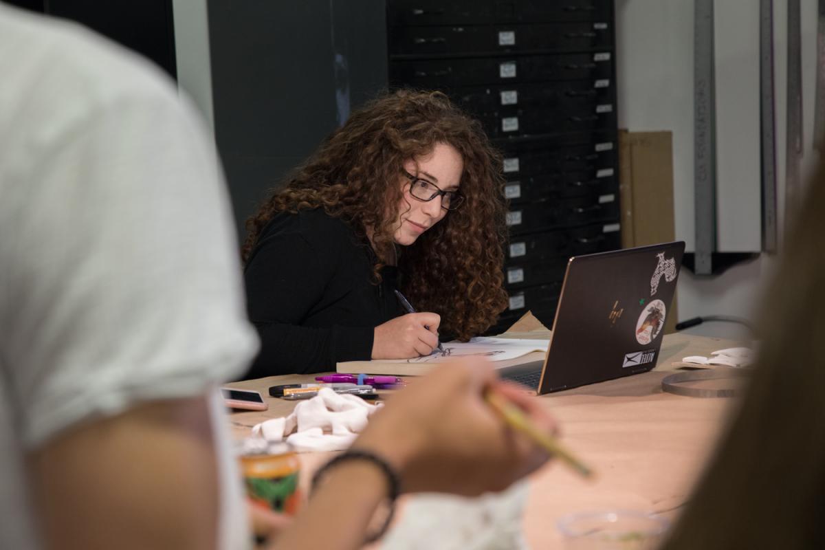 Student sketching