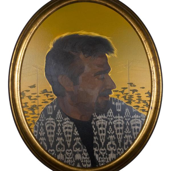 Martin Ross (Jacket Portrait), 2021 acrylic and oil on stretched canvas in reclaimed frame 16 x 20”