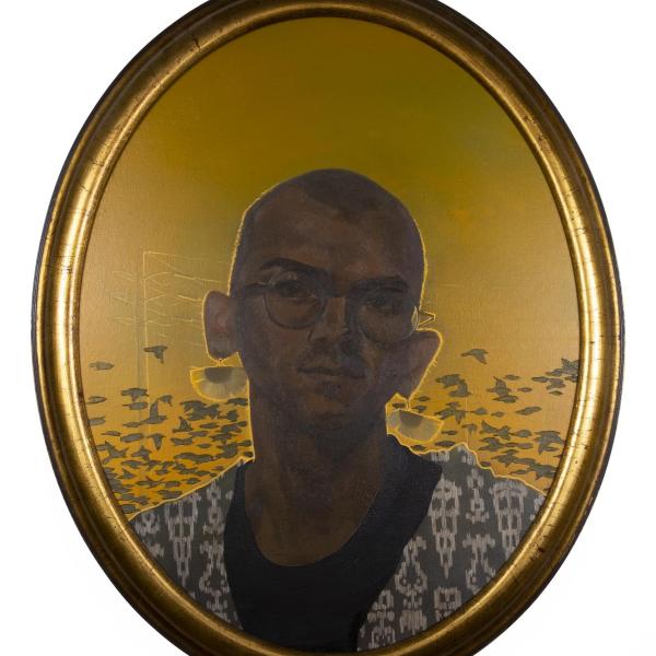 Robert Martin (Jacket Portrait), 2021 acrylic and oil on stretched canvas in reclaimed frame 16 x 20”