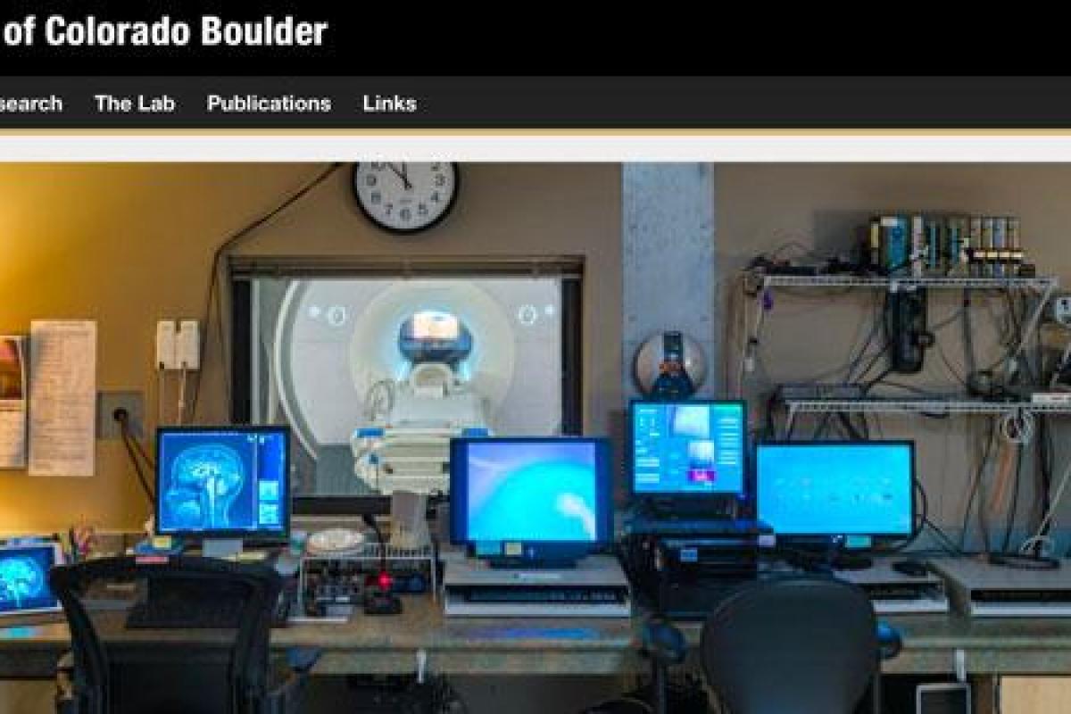 Snapshot of the Banich Lab's equipment, including multiple monitors used to analyze neurological functioning.