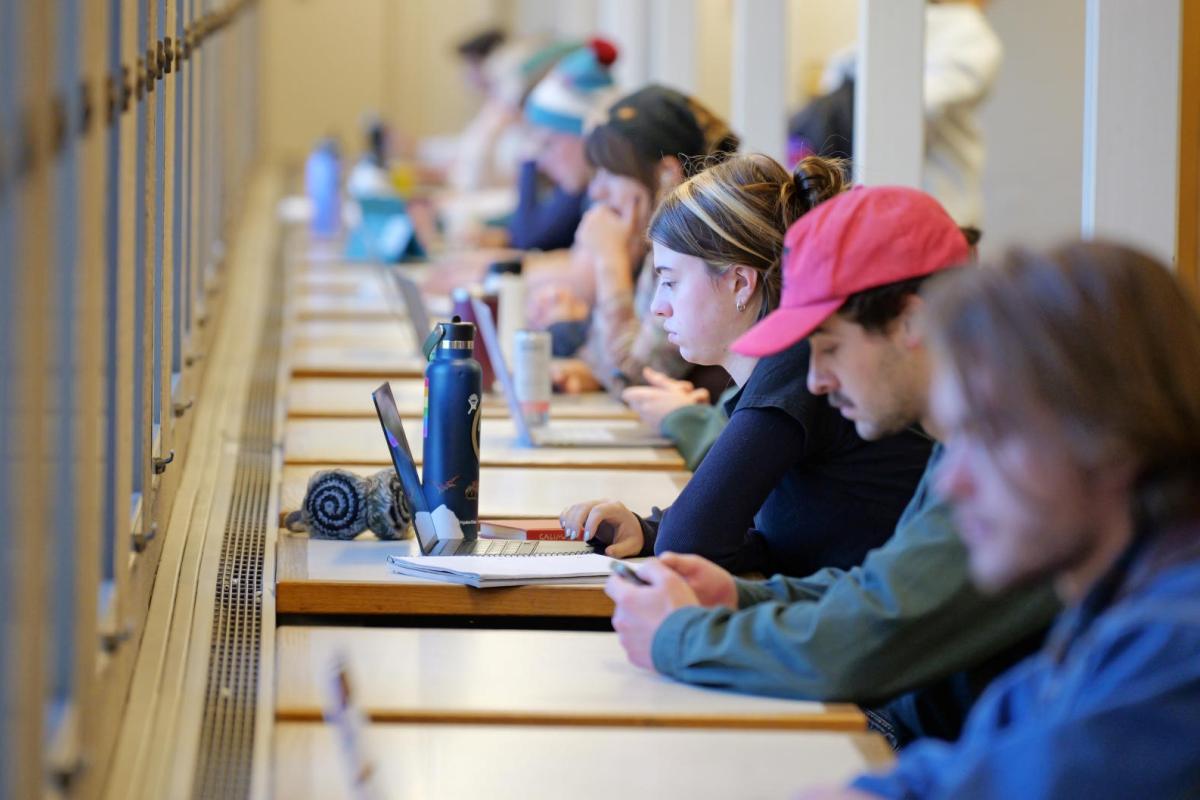 Students studying on CU Boulder campus