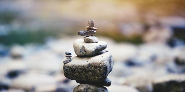 Stock image of stacked rocks for meditation