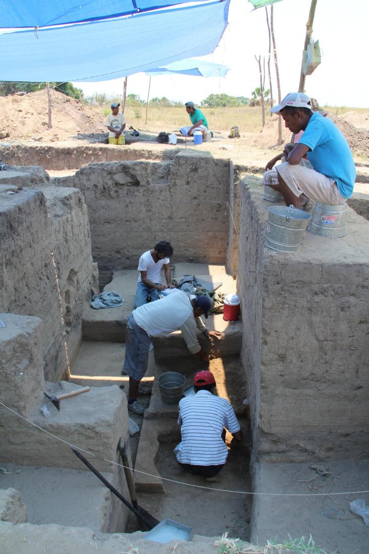 Block excavation on the acropolis at the Ancient city of Río Viejo (Oaxaca Lowlands)