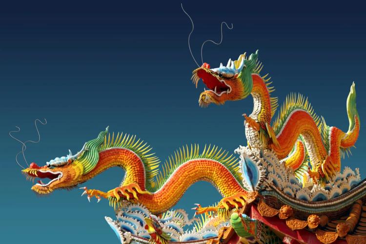 Chinese dragon statues