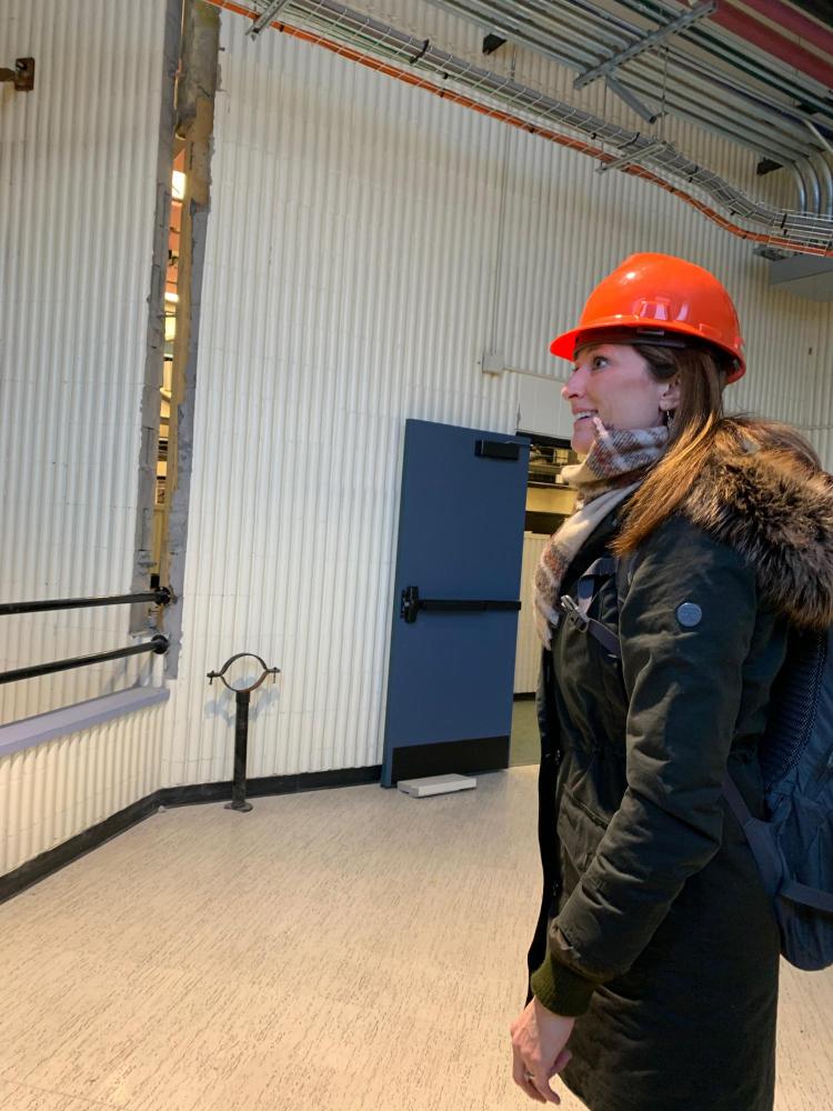 Lori Peek tours a school building that was damaged in the 2018 Alaska earthquake. @Rachel Adams, 2020
