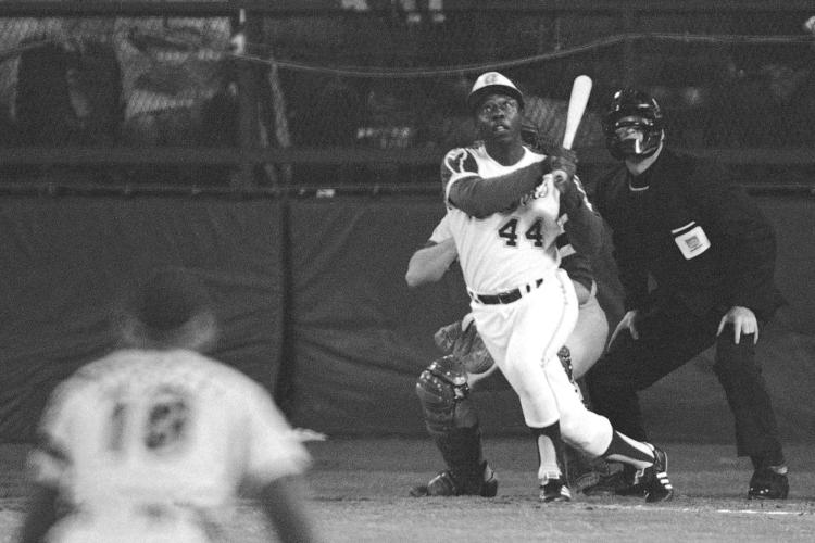 Hank Aaron hitting 715th home run