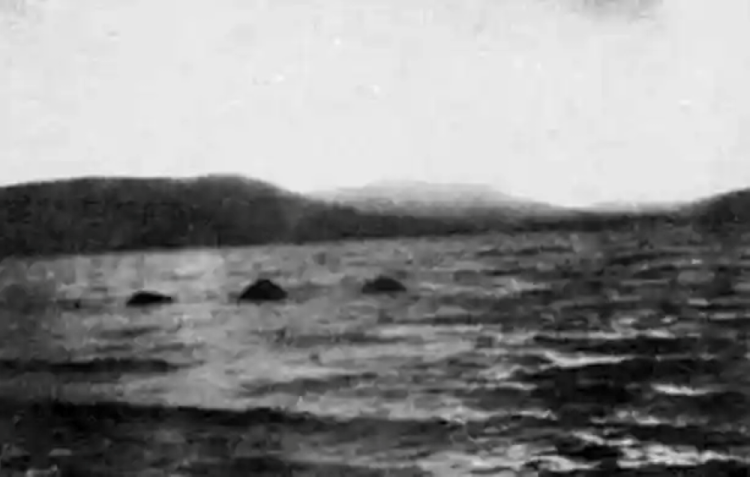Black and white photo of object in Loch Ness