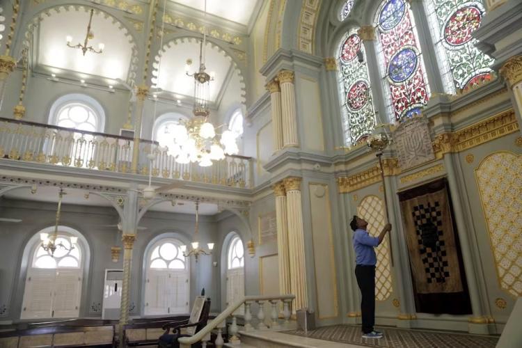 Man in a synagogue in Mumbai, India