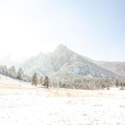The flatirons covered in snow.