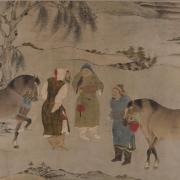 Ancient Chinese painting of men and horses