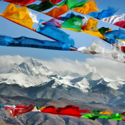 Himalayas and prayer flags