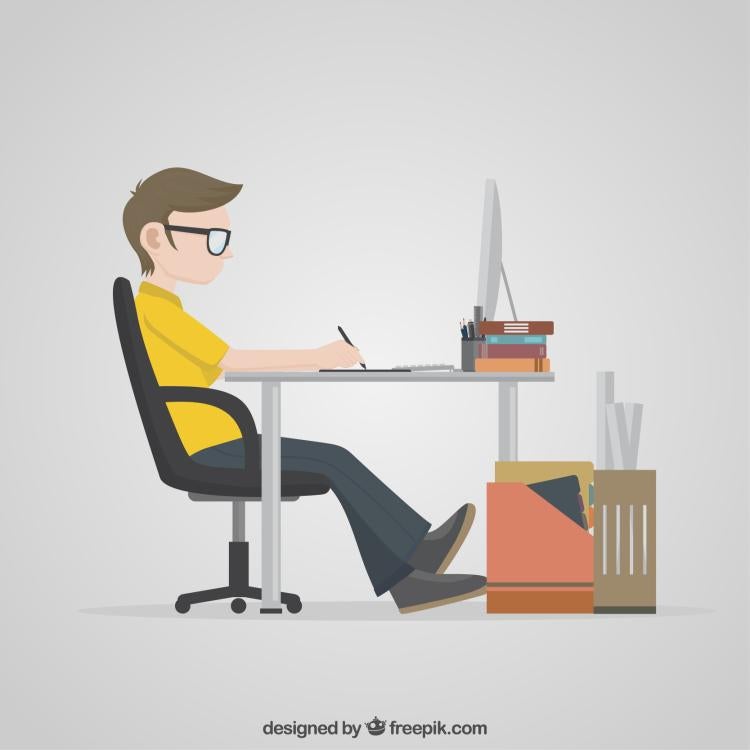 Designer working at his computer