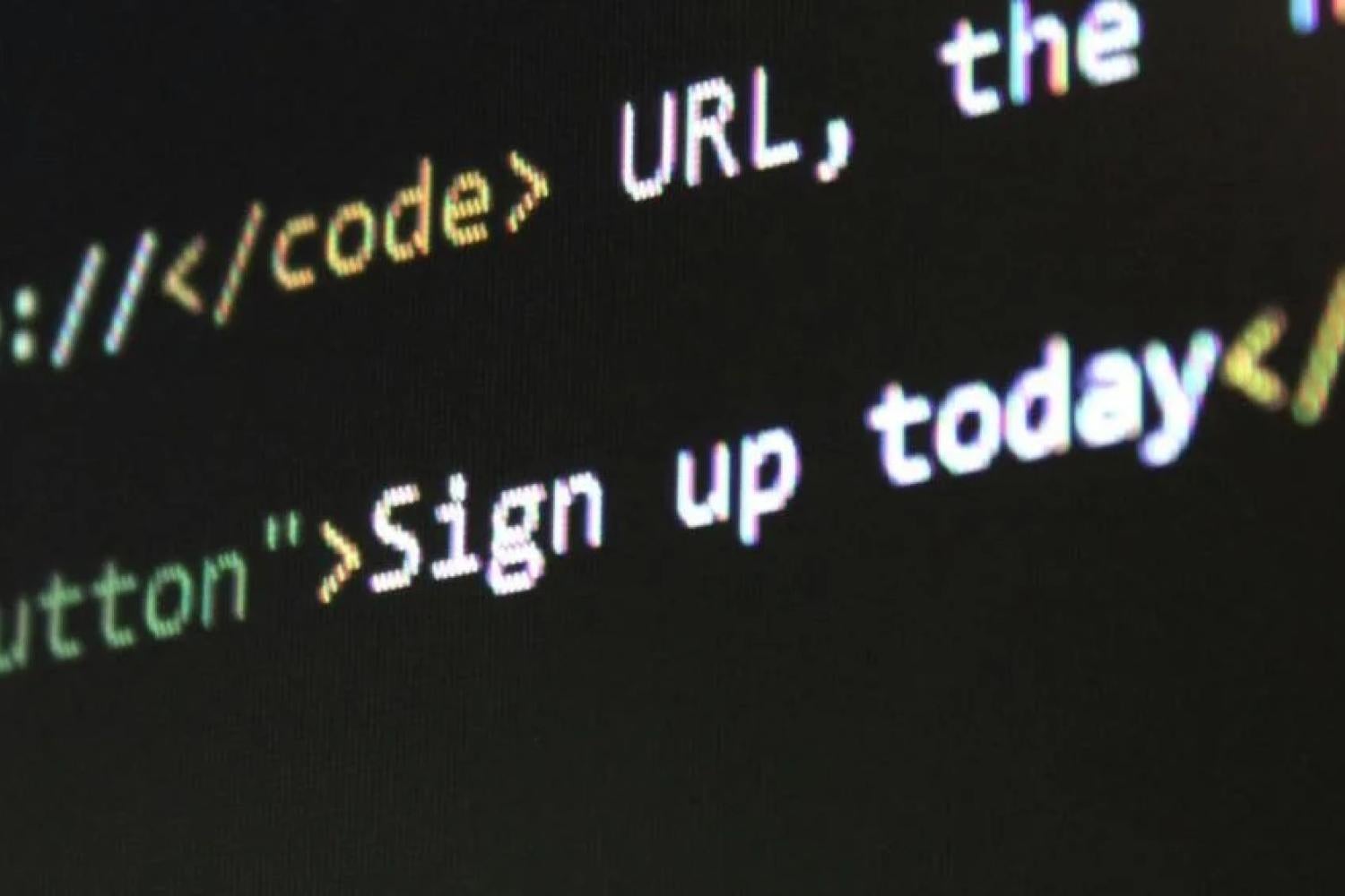 "Sign Up Today" written in code on a computer