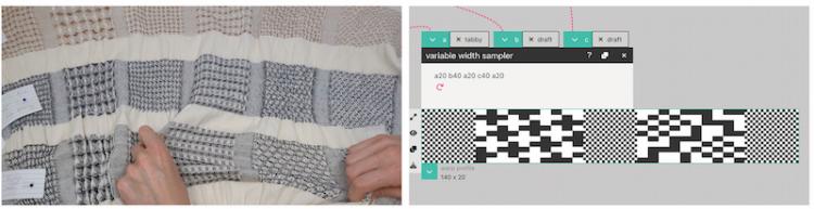 sample width in AdaCAD with textile sample