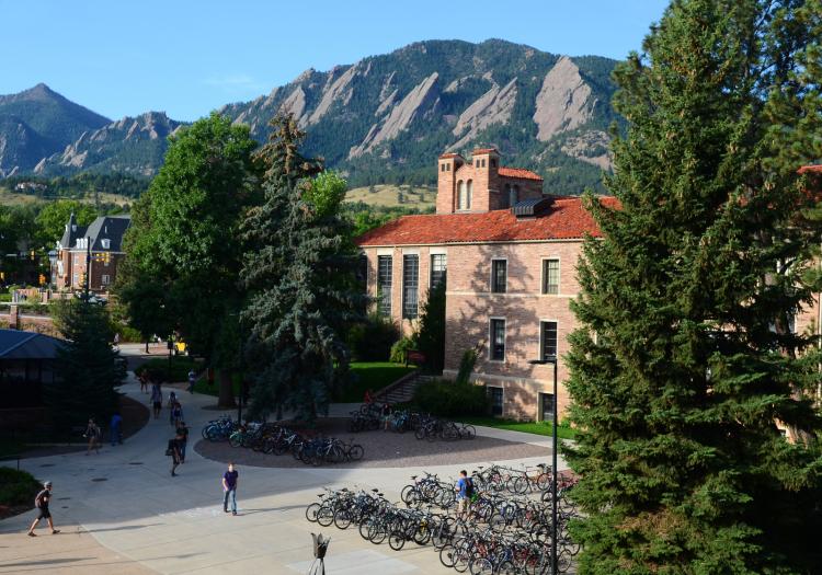 Hellems building and the Flatirons