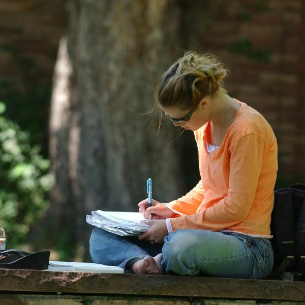 Person studying outdoors
