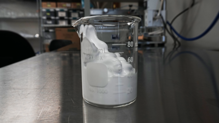 Oxygen microbubbles in a beaker