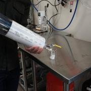 Shooting OMBs from syringe into a beaker