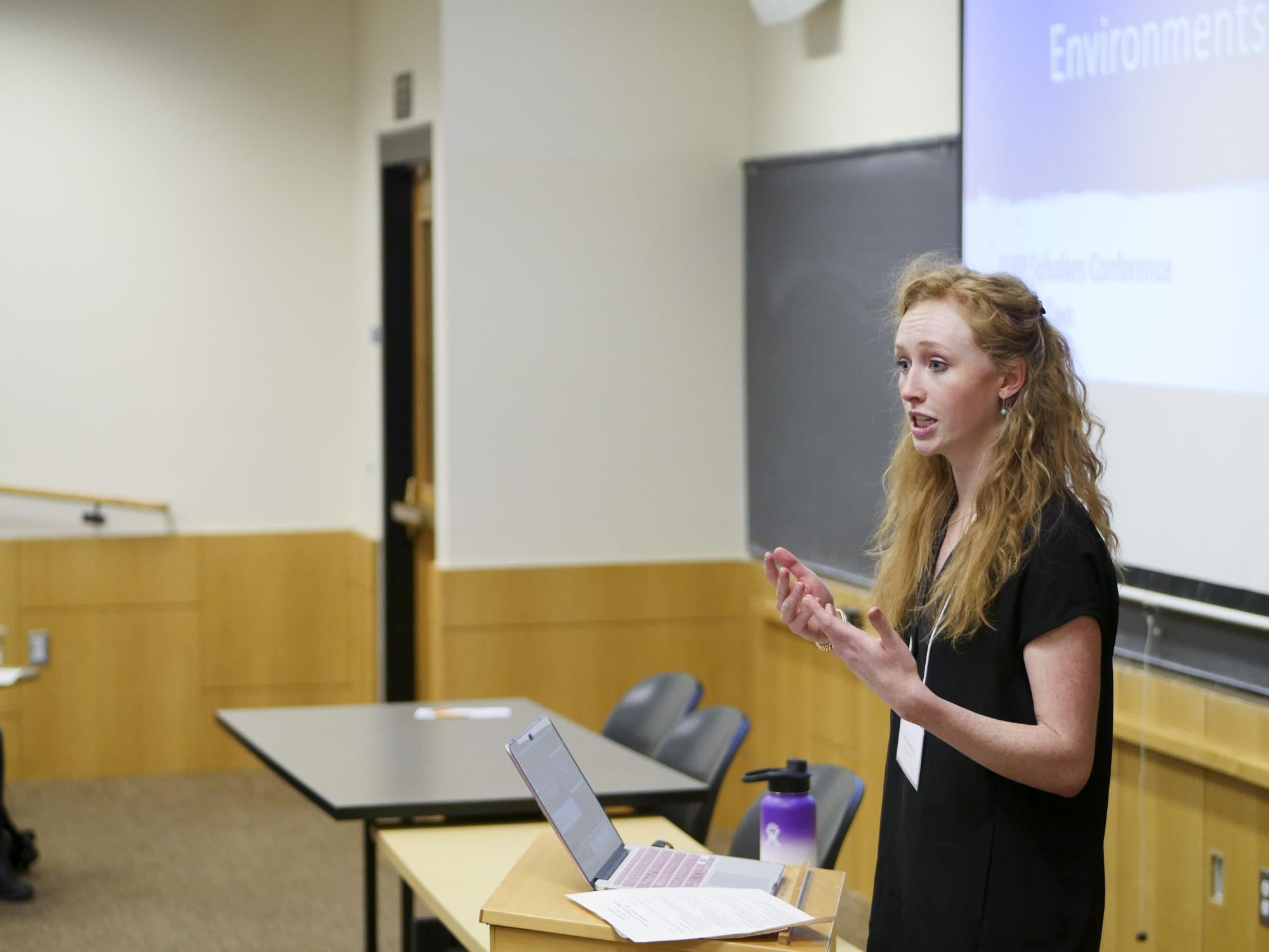 Scholar Kelly Dinneen presents at the annual Scholars Conference