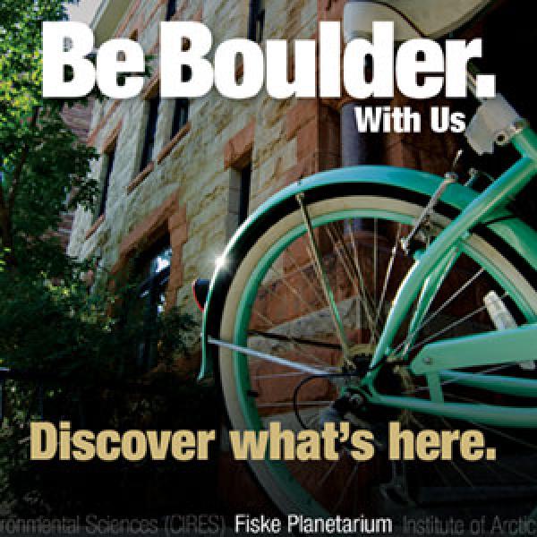Digital ad for community engagement: Discover what's here. with a bicycle
