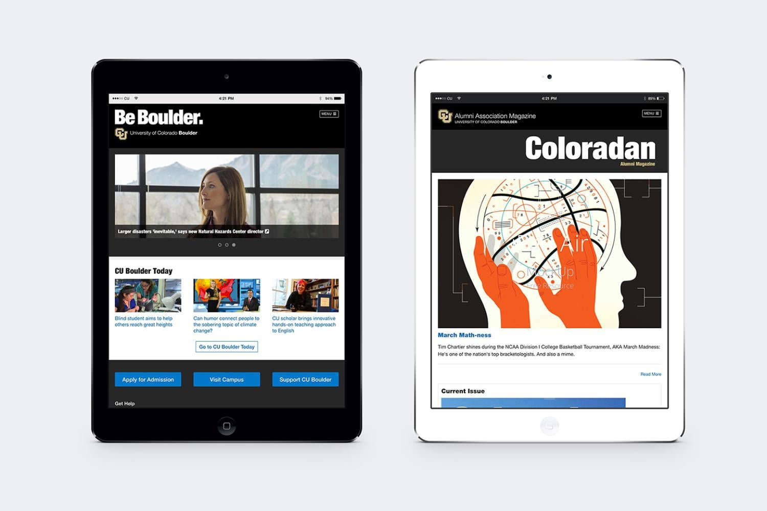 iPad with CU Boulder branding