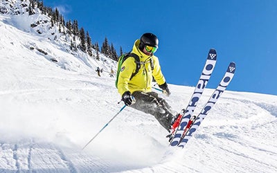 Lane Levine skiing downhill.